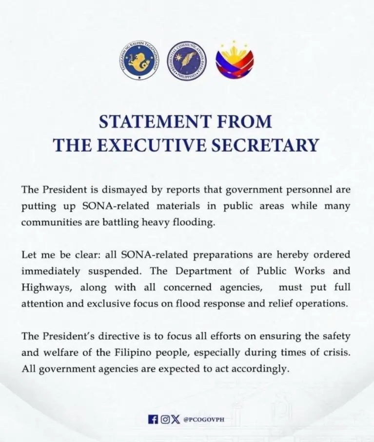 SONA 2025 Suspension Due to Floods