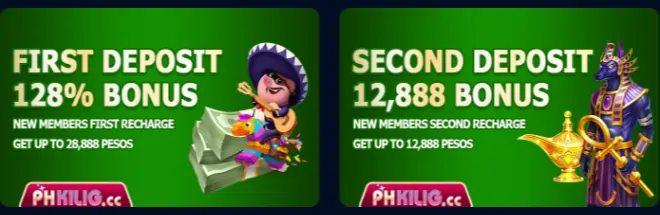 PHKilig first deposit bonus128%